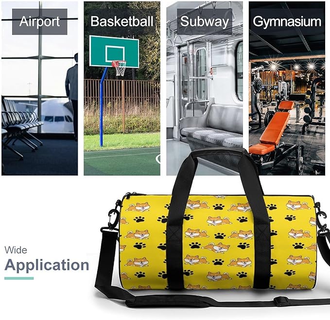 Gym Sports Travel Workout Bag Cute Shiba Inu Glasses Dog Dance Yoga Gymnastics Bag Basketball Football Weekender Bags for Men Women