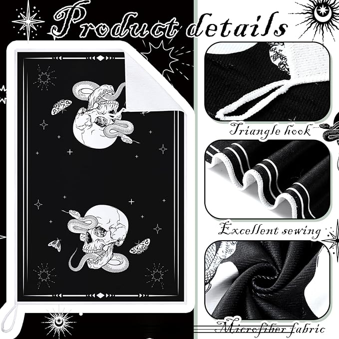Bencailor 6 Pcs Skull Kitchen Towels Gothic Skeleton Dish Hand Towels Horror Skull Tea Washcloth for Bathroom Kitchen Goth Decor Gifts 24 x 16''