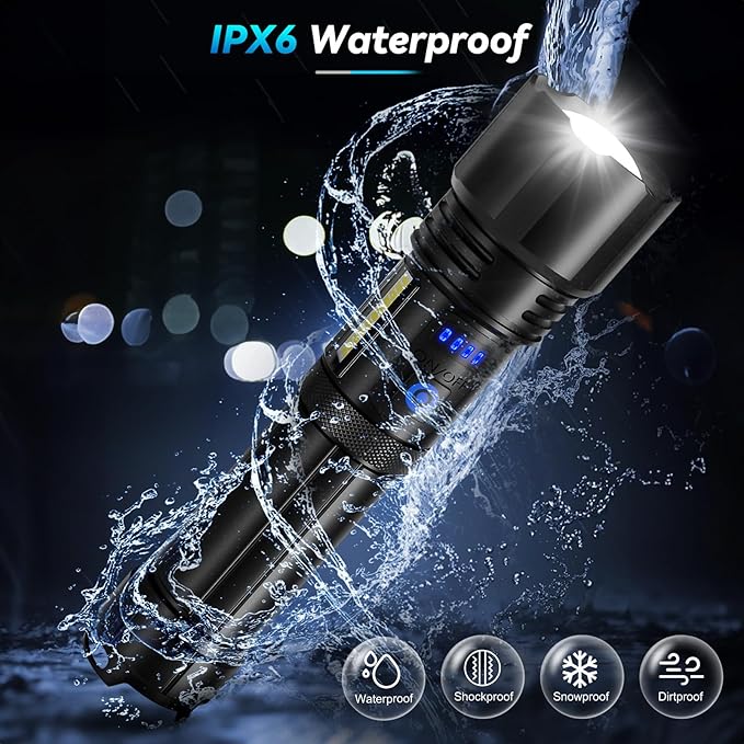 Flashlight LED Rechargeable Flashlights High Lumens, 99,000 LM Super Bright Powerful Flashlight, High Powered Flash Lights Waterproof Handheld Flashlights for Home Camping Hiking(2 Pack)