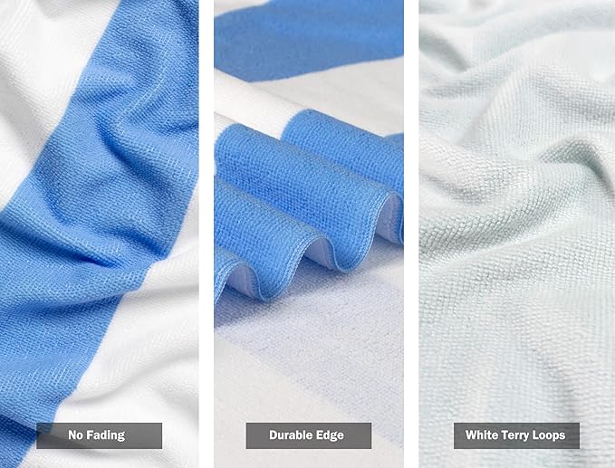cabanana Microfiber Beach Towel Oversized - 70"x 35"Sand Free Quick Dry Lightweigh Beach Towels for Adults,Soft Extra Large Thin Travel Towel for Beach Accessories(Blue)