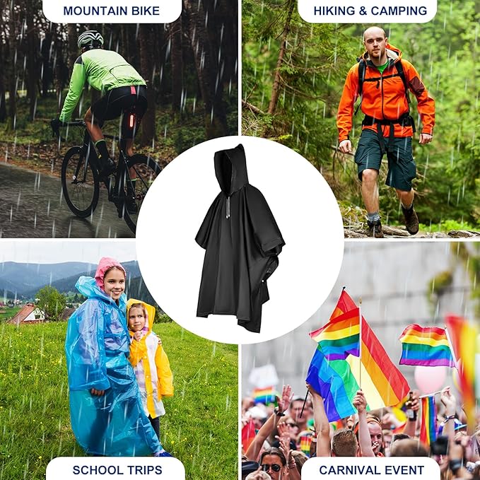 Zhehao 20 Pcs Rain Ponchos for Adult, Reusable Waterproof Plastic Rain Coat with Hood Portable Rainwear for Outdoor