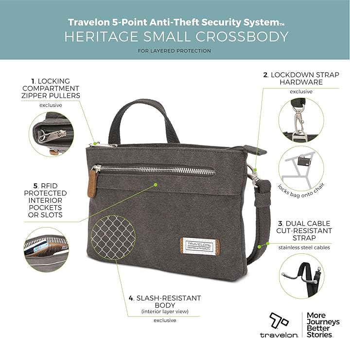 Travelon Women's Anti-Theft Heritage Small Crossbody Cross Body Bag