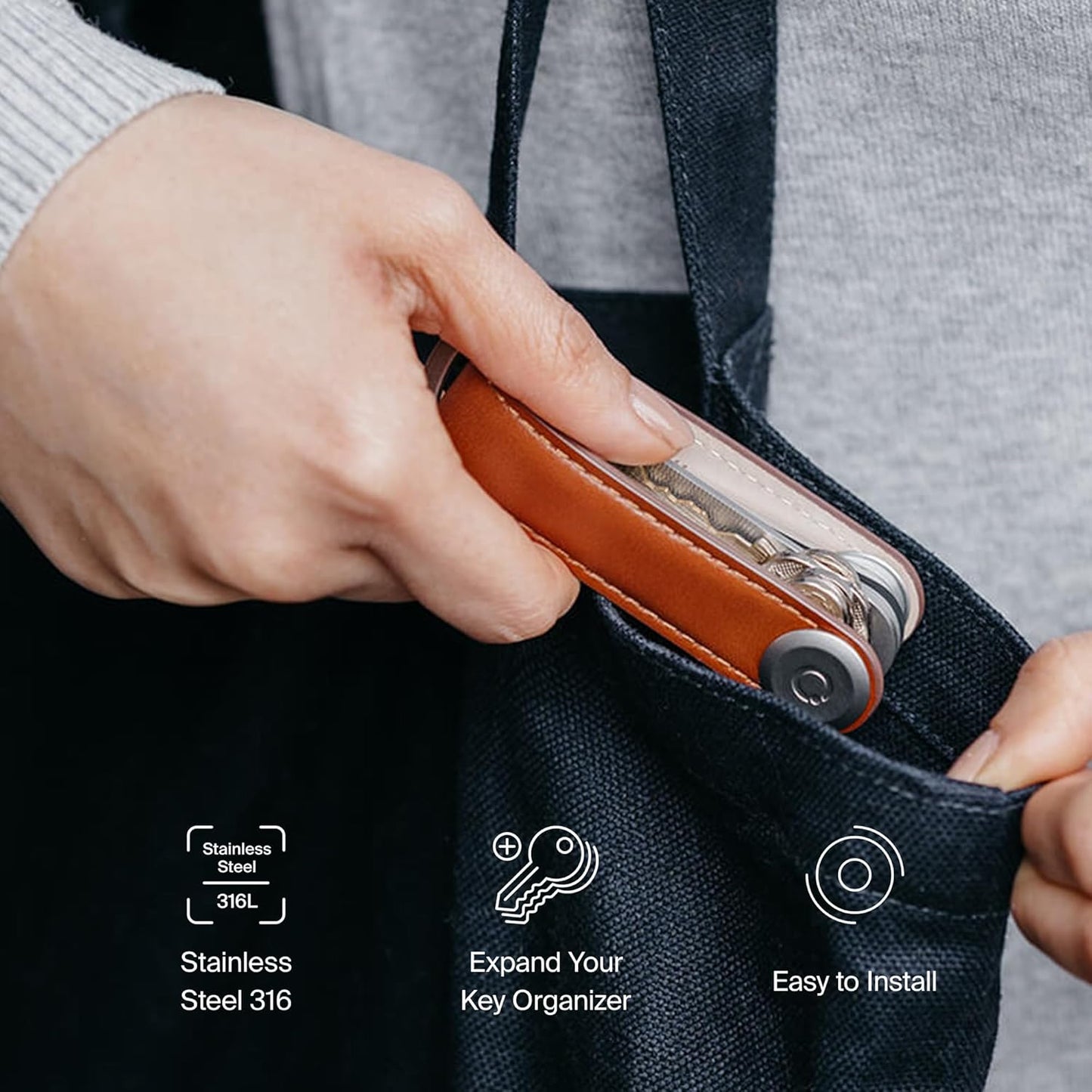 Orbitkey Extension Post for Key Organizer, Add On | Durable Stainless Steel, Easy to Install, Slim Design | Expands Key Organizer to Hold 4 Extra Keys