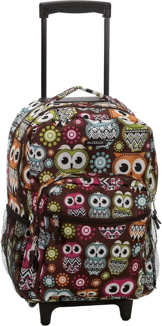 Rockland Double Handle Rolling Backpack, Owl, 17"