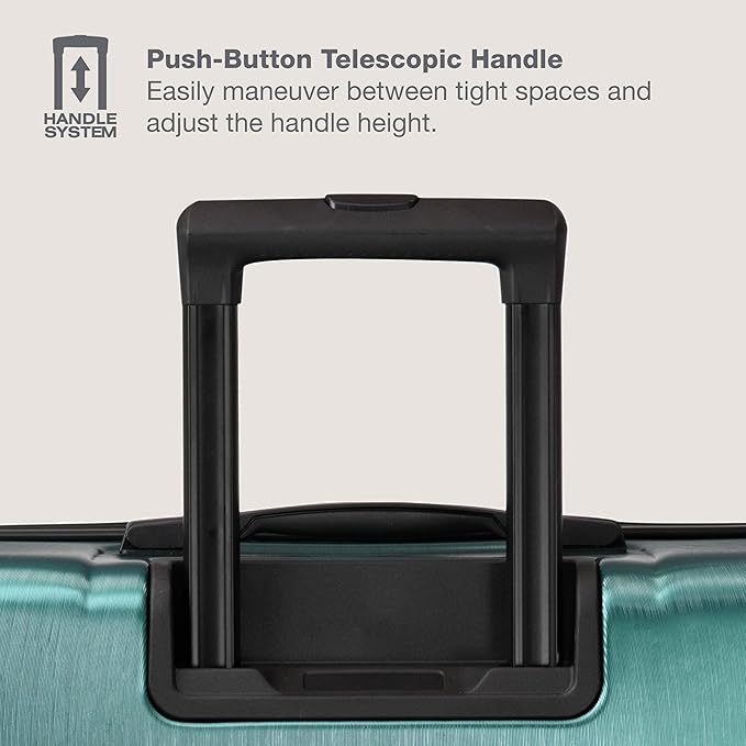 U.S. Traveler Boren Expandable Hardside Rugged Travel Luggage with 8 Spinner Wheels, Teal, Carry-on 22-Inch