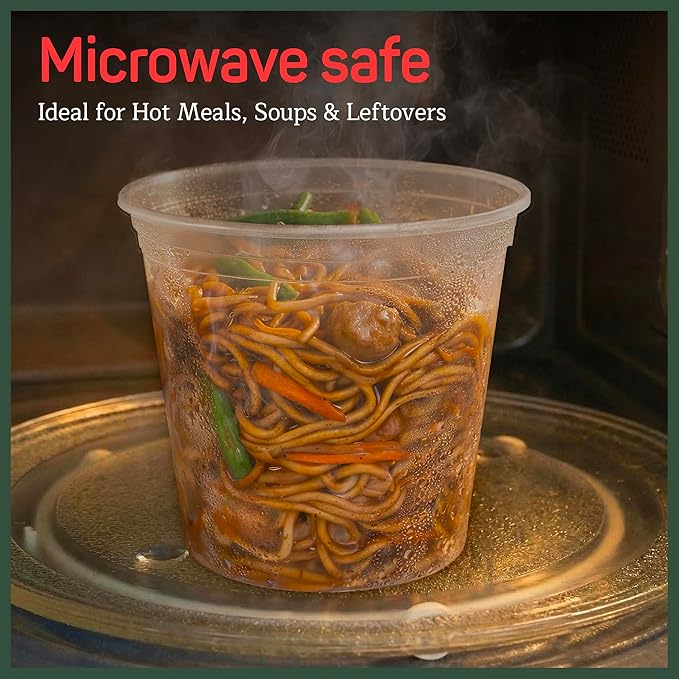 Plastic Deli Containers with Lids 12 oz (Pack of 50) – Leak-Proof, BPA-Free Food Storage Containers for Soup, Slime & Meal Prep, Stackable, Microwave, Dishwasher Safe, Reusable Clear Plastic
