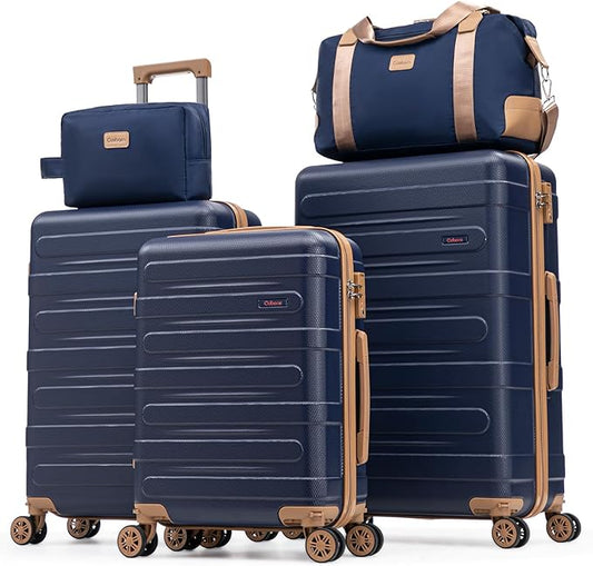 Luggage Sets 5 Piece Durable Suitcase Set with Spinner Wheels, Hard Shell Carry on Luggage with TSA Lock, Large Checked Travel Suitcases for Men and Women