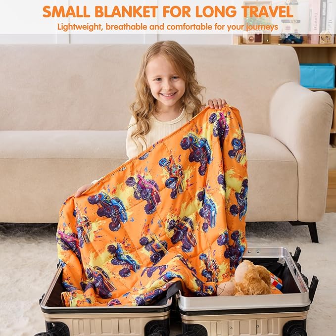 yescool Truck Car Weighted Blanket 5 Pounds Cooling Weighted Lap Blanket, Heavy Blanket for Sleeping, Breathable Weighted Throw Blanket Gifts for 40-60lbs, 36"x48"