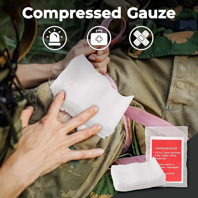 IFAK Trauma Kit with Tourniquet, 4-Inch Israeli Bandage, Tactical First Aid Kit for Car, Camping, Hiking and Travel with Molle Bag (Camouflage)