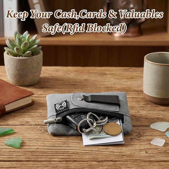 Blocking Clip Stash Pocket, Hidden Wallet, Slim Rfid Lined Wallet Clip Belt, Rfid Blocking Hidden Travel Belt Wallets For Cash Cards Security Organization