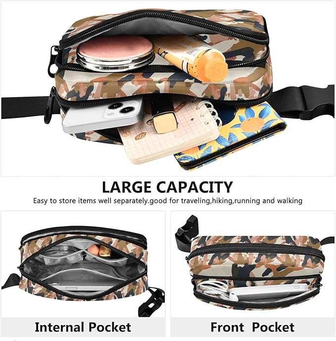Color Leopard Fanny Pack for Women Men Water Resistant Fashion Waist Packs with Adjustable Strap Belt Bag for Travel Workout Jogging Hiking 21220406