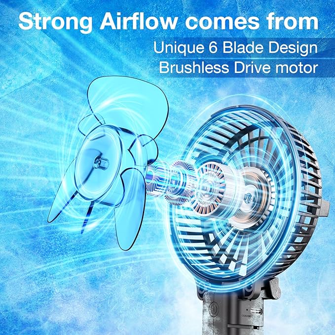 VersionTECH. Portable Handheld Fan, Powerful+Durable+4000mAh+180° Foldable, Mini Table Fans with USB Rechargeable Battery Operated Cooling Accessories for Personal Use, Travel, Office Black