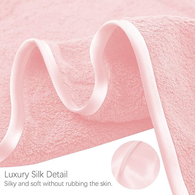 TENSTARS Silk Hemming Bath Towels for Bathroom Clearance - 27 x 55 inches - Light Thin Quick Drying - Soft Microfiber Absorbent Towel for Bath Fitness, Sports, Yoga, Travel, Gym - 2 Pack, Pink