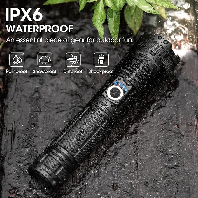 Flashlights Rechargeable LED High Lumens - 4 Pack 90,000LM Super Bright Flashlight, Adjustable Powerful Flash Light with 5 Modes, Waterproof Handheld Flashlight for Home, Camping