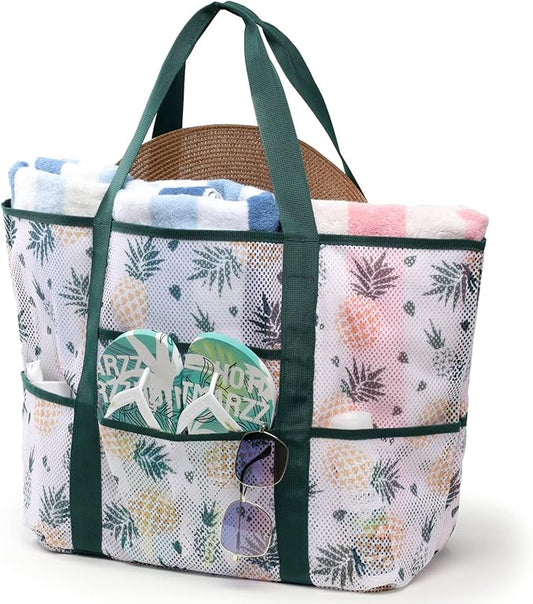 F-color Mesh Beach Bag Family - Large Tote Bag for Cruise Pool Toys Beach Vacation Essentials