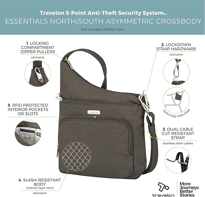 Travelon: Essentials - Anti-Theft - North/South Crossbody Bag