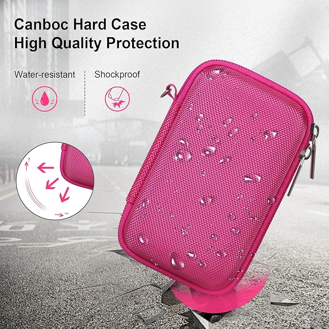 Canboc Camera Case for Canon PowerShot G7 X Mark III/ G7X Mark II Digital 4K Vlogging Camera, Point and Shoot 4K Video Camera Bag, Zipper Mesh Pocket fits USB Cable, Batteries, Rosered