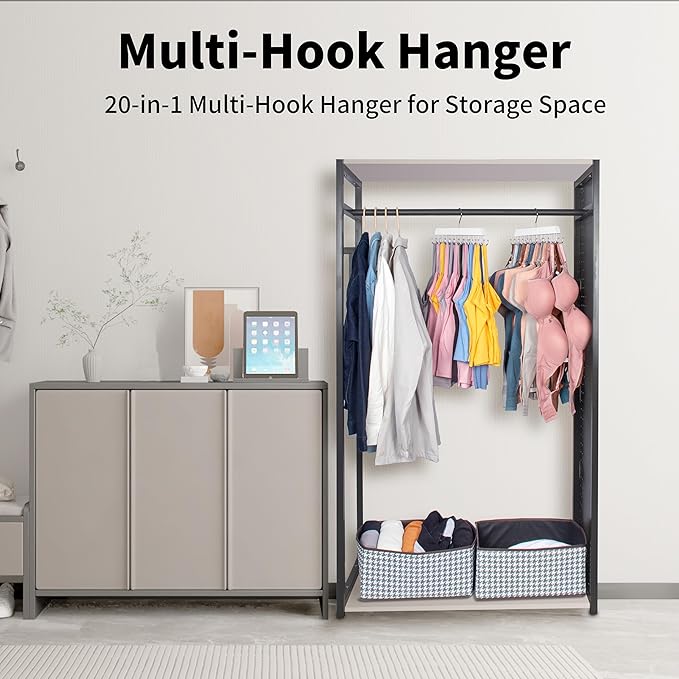 Bra Hangers for Closet Organizer,Tank Top Hanger with 20 Hooks,Space Saving Wooden Adjustable Hangers,Closet Organizers and Storage Suitable for Dorm,Apartments (2, White)