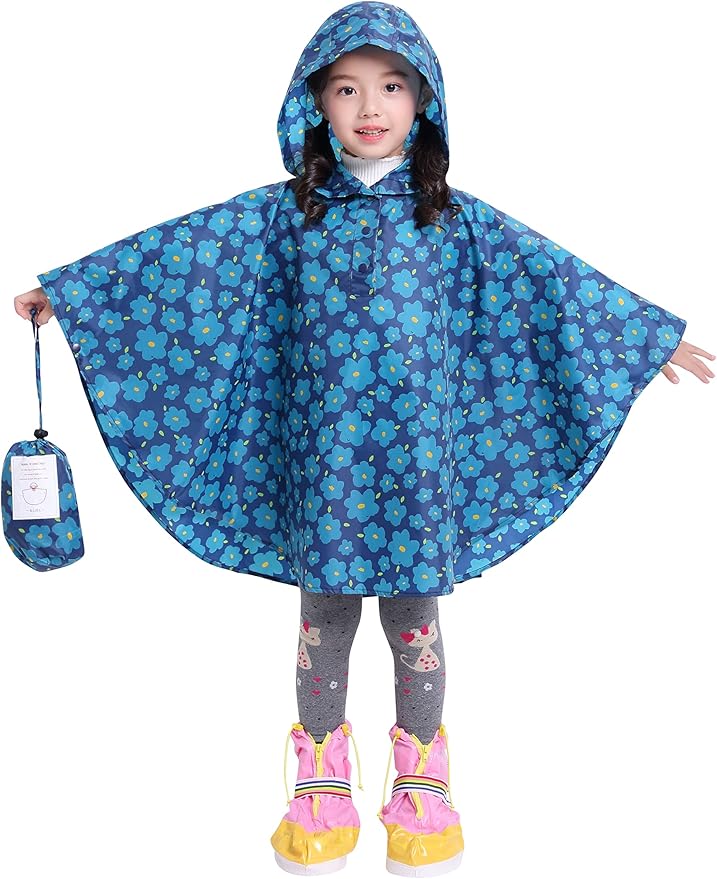 Spmor Kids Rain Poncho Hooded Jacket Rain Coat