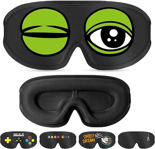 Funny 3D Zero Pressure Sleep Eye Mask for Men Women Side Sleeper, Adjustable Blackout Soft Breathable Eye Masks for Travel Nap Night Sleep, Humorous Gift Stocking Stuffers (Frog)