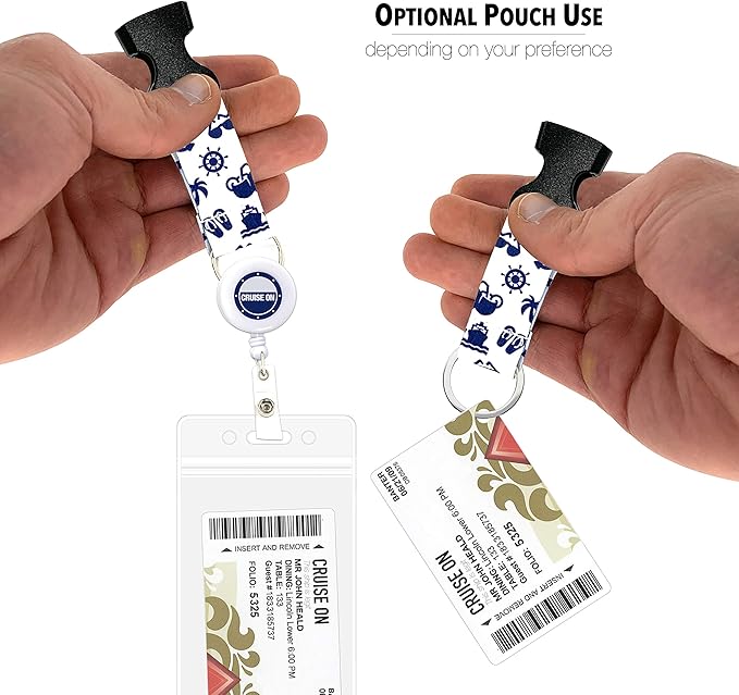 Cruise On Cruise Lanyard for Ship Cards – 2-Pack Retractable Badge & Waterproof Key Card Holder for Ship Cards – Cruise Essentials 2026-2027, Perfect for Travel & Vacation (White & Navy)