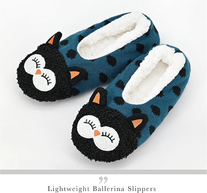 DICUIRD Womens Cute Animal Soft Sole Slipper Socks with Grippers-Fuzzy House Slippers