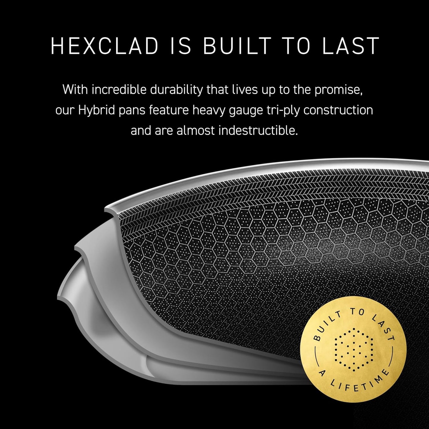 HexClad Hybrid Nonstick 8-Inch Frying Pan, Stay-Cool Handle, Dishwasher-Friendly, Oven-Safe Up to 900°F, Induction Ready, Compatible with All Cooktops