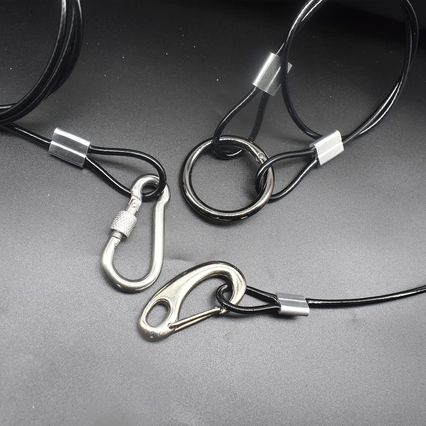 10 pcs 20 inch (50cm) 3mm Thickness Stainless Steel Wire Cable with Loops Vinyl Cover Coated Short Rope Lanyard Lock Safety Tether Chains, Black