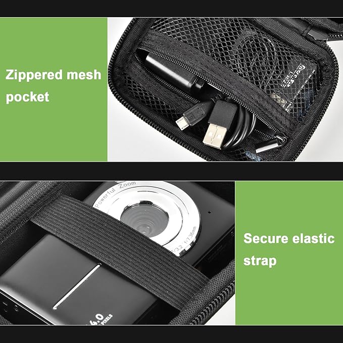 Digital Camera Case Compatible with VAHOIALD FHD 1080P/ for CAMKORY Digital Point and Shoot/for KODAK PIXPRO FZ45-BK 16MP Vlogging/for IWEUKJLO/for Nsoela, Holder for SD Card More- Black (Box Only)