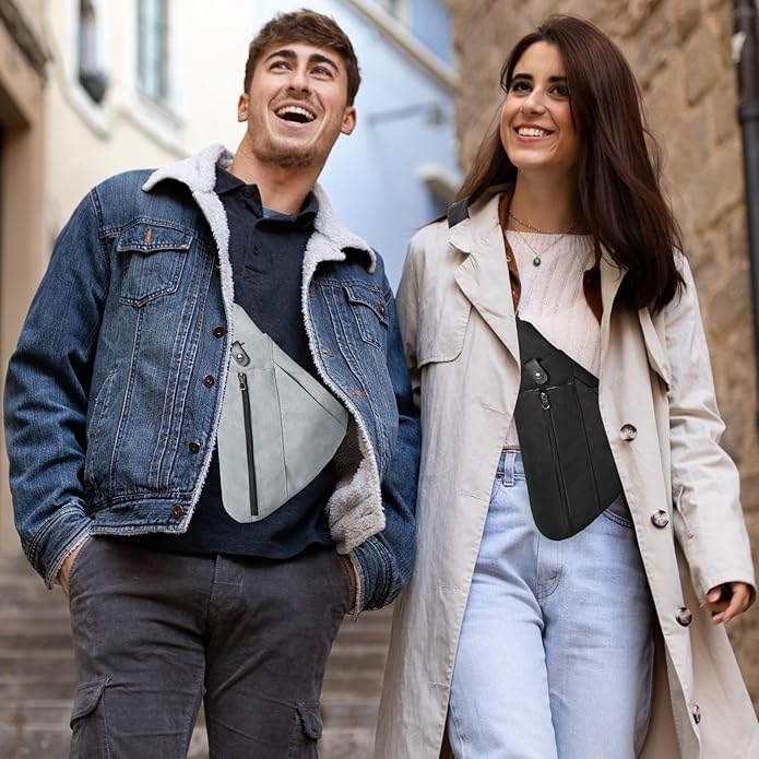 Sling Bag for Men, Anti-Theft Crossbody Chest Pack, Minimalist Daypack with Water Bottle Holder