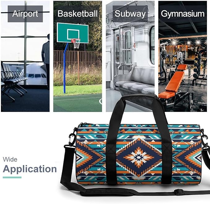 Workout Lightweight Duffel Bags Western Native Aztec (3) Carry On Weekender Overnight Bag Gym Sport Yoga Dance Bags