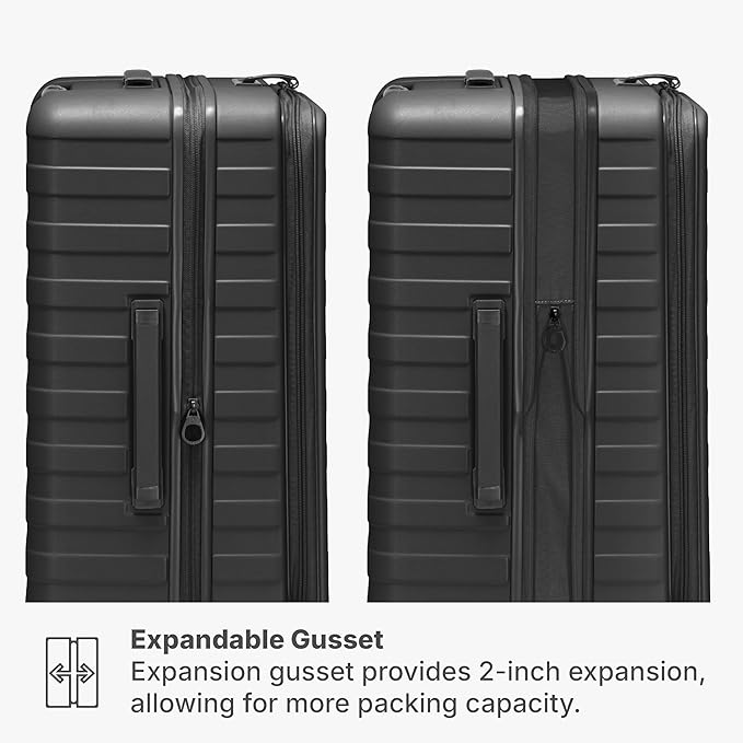 Traveler's Choice Novia Top Opening Expandable Polycarbonate Luggage with Spinner Wheels, Black, 30-Inch Large