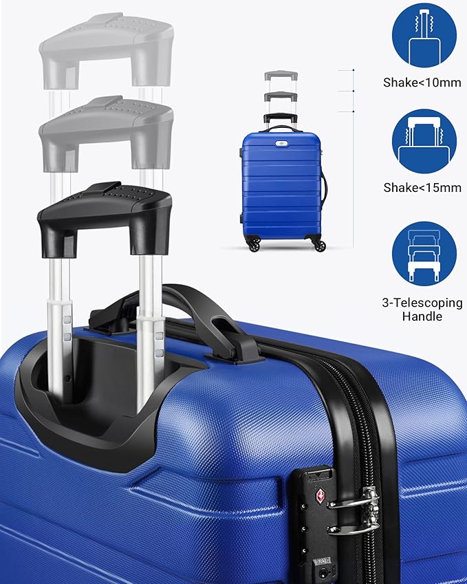 Suitour Luggage set 3 piece,Hardside Lightweight Suitcase Set with Spinner Wheels TSA Lock, 20 24 28 inch Travel Suitcase