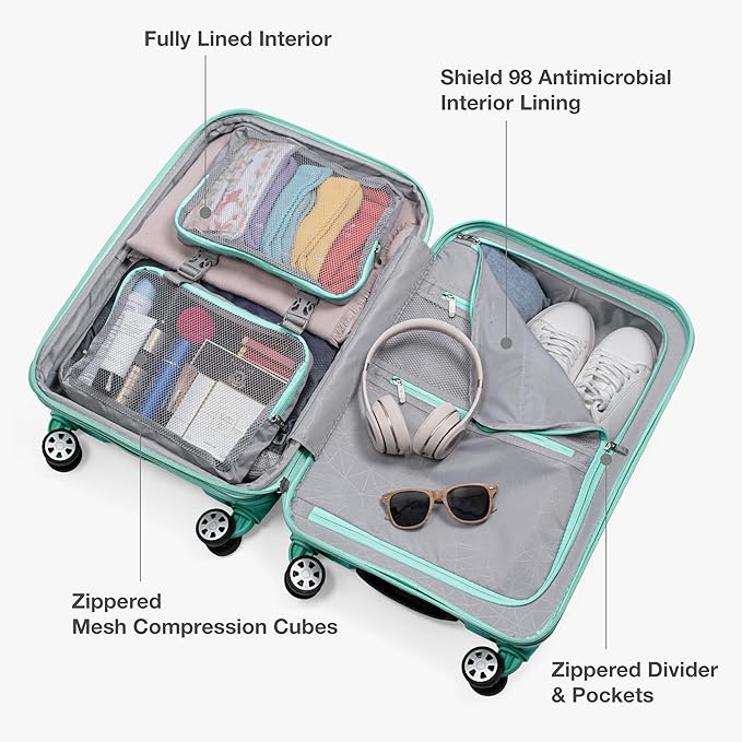 Traveler's Choice Pagosa Hardshell Expandable Luggage with Spinner Wheels, Mint, 30-Inch Large