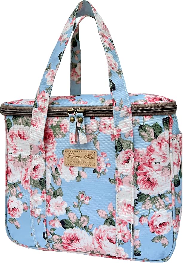 Kwang Min Insulated Insulated Cooler Bag,Reusable Large Lunch Bag for Women, Great for Outdoors,Camping,Party,Premium Quality,Adjustable Strap,Foldable