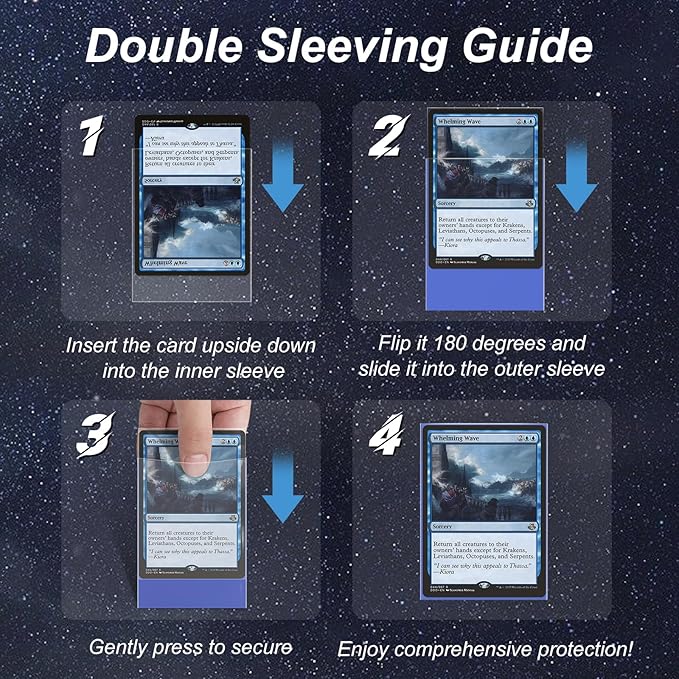400 Pack Card Sleeves, 200 Matte Blue Trading Card Sleeve and 200 Perfect Fit Sleeves Ideal for Double-Sleeving, Compatible with MTG, TCG
