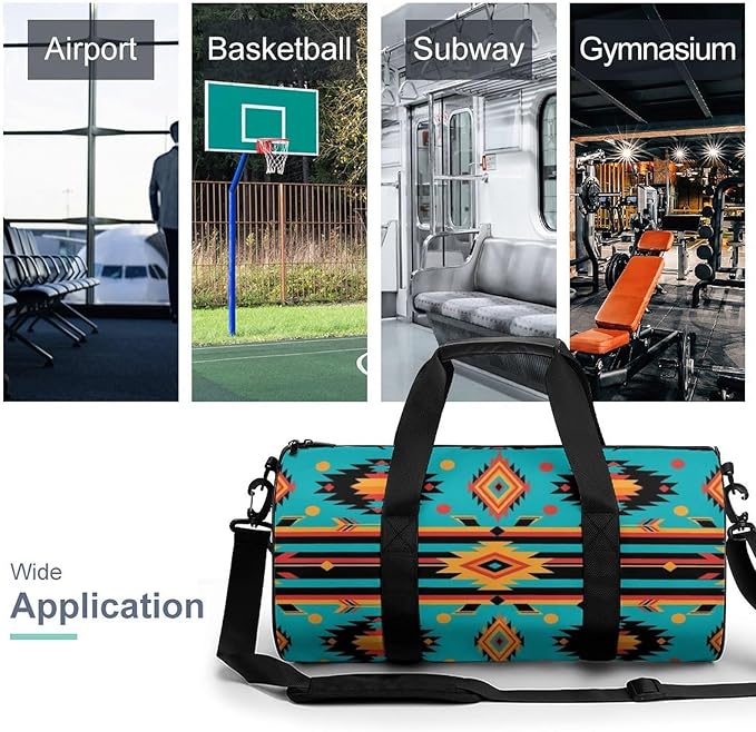 Travel Duffle Bag Southwest Native Indian American Aztec Print(002) Carry On Weekender Bags Foldable Overnight Bag Workout Lightweight Bags