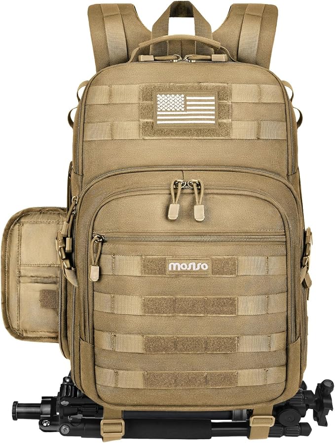 MOSISO Camera Backpack, DSLR/SLR/Mirrorless Tactical Camera Bag Case with Laptop Compartment Compatible with Canon/Nikon/Sony, Khaki