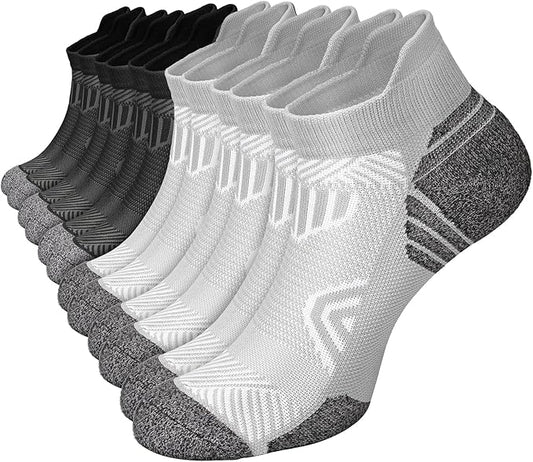 Cushioned Cotton Ankle Compression Socks for Men Women 6 Pairs Wicking Low Cut Arch Support Plantar Fasciitis Socks