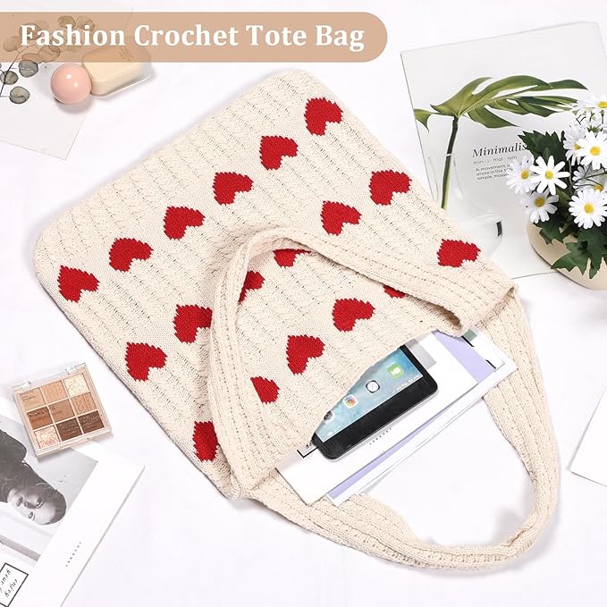 Sightor Crochet Tote Bag, Mesh Beach Bag Knit Summer Hobo Bag Vacation Boho Tote Bag for Women