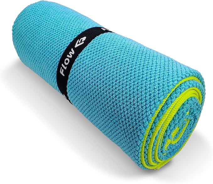 Flow Microfiber Quick Dry Swim Towel - Pool Towels for Competitive Swimming and Other Water Sports with Medium and Large Options Available (Blue, Medium (47” x 20”))