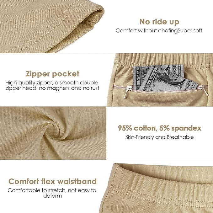 Women's Underwear with Secret Pocket Panties, 2 Packs Anti Pickpocket Travel Boxers (Nude)