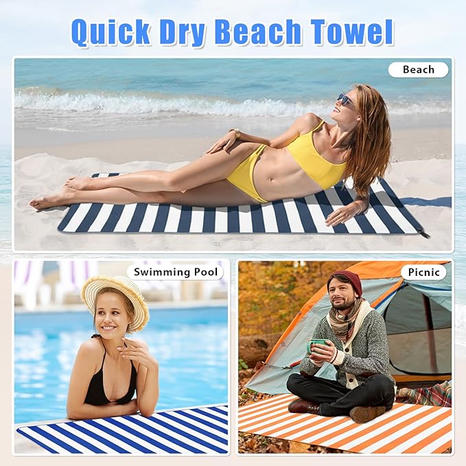 Sfee 2 in 1 Microfiber Oversized Beach Towel, Quick Dry Towel Travel Towel Camping Towel Super Absorbent Compact Lightweight Sports Gym Towels for Beach,Gym, Hiking, Pool, Backpacking, Bath, Yoga