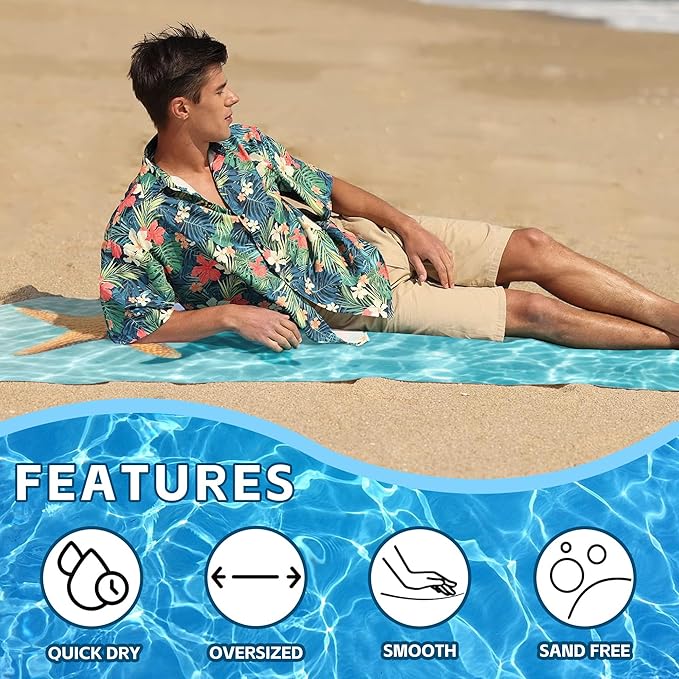 Starfish Microfiber Beach Towels,Starfish on Summer Beach in Sea Water Oversized Absorbent Bath Towels,Soft Quick Dry Thin Camping Towel for Adults Women Men,29.5"×59"