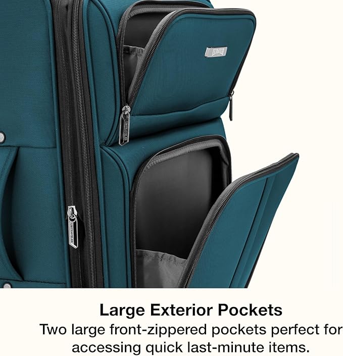 U.S. Traveler Anzio Softside Expandable Luggage with Spinner Wheels, Teal, 26-Inch Medium