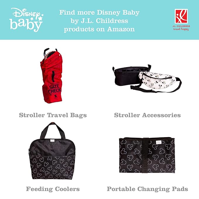 J.L. Childress Disney Baby Padded Backpack Car Seat Bag - Travel Bag for Airplane, Fits Most Baby & Infant Car Seats, Boosters, & Carriers, For Gate or Baggage Check - Ultimate, Mickey Mouse, Black