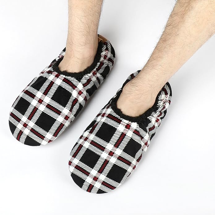 Keyela Mens Slipper Socks With Non Skid Bottoms, Warm Slipper Socks With Grippers For Men, Fuzzy House Slippers