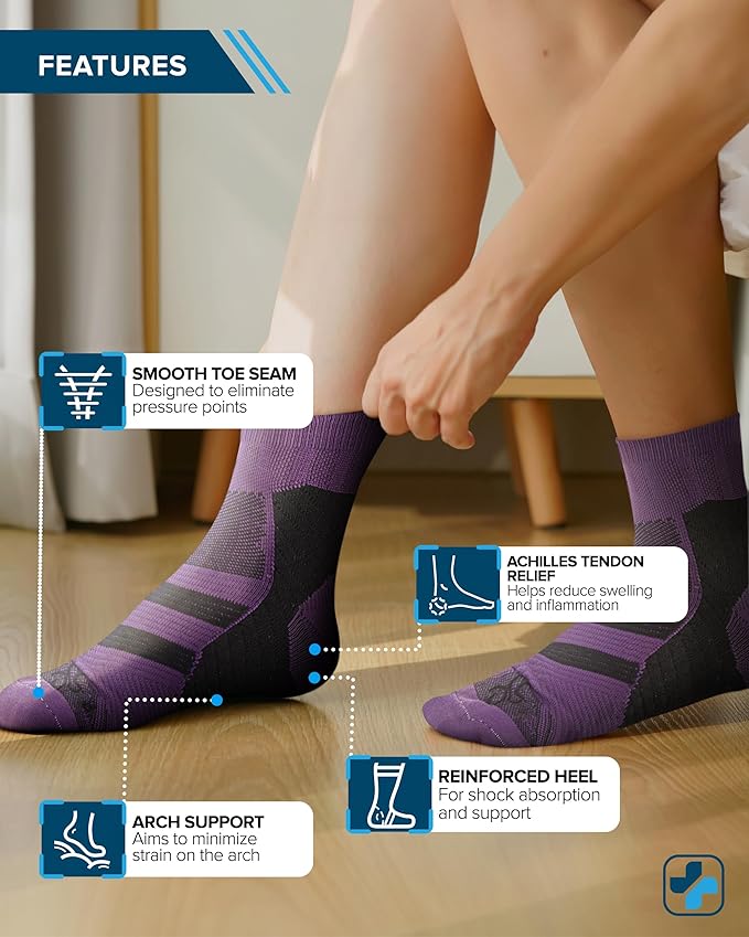 Doctor's Select Plantar Fasciitis Socks - 2 Pairs | Compression Crew Socks for Plantar Fasciitis Relief | Arch Support Socks
