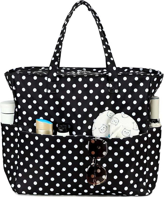 LEDAOU Large Beach Bag Women Waterproof Sandproof Zipper Beach Tote Pool Bag for Swim Gym Grocery Travel with Wet Pocket | Waterproof, Sandproof, Zipper, Pool, Gym, Grocery