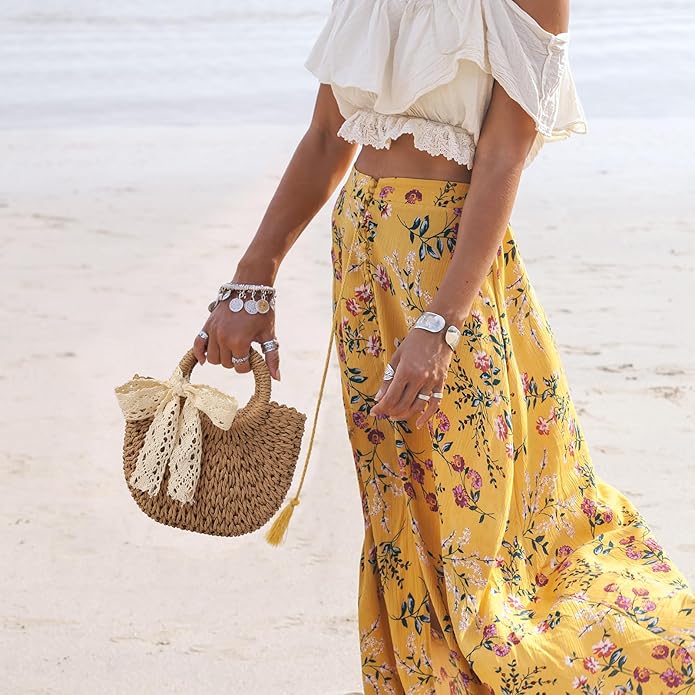 Clothirily Straw Clutch Purses for Women, Cloud Dumpling Woven Bag with Detachable Chain, Beach Crossbody Shoulder Handbag